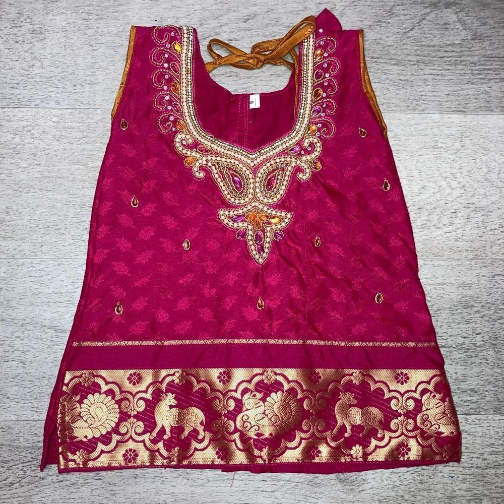Traditional Fashion Girls Wear, Kids Kerala Onam Top, Flowers, Key hole Back